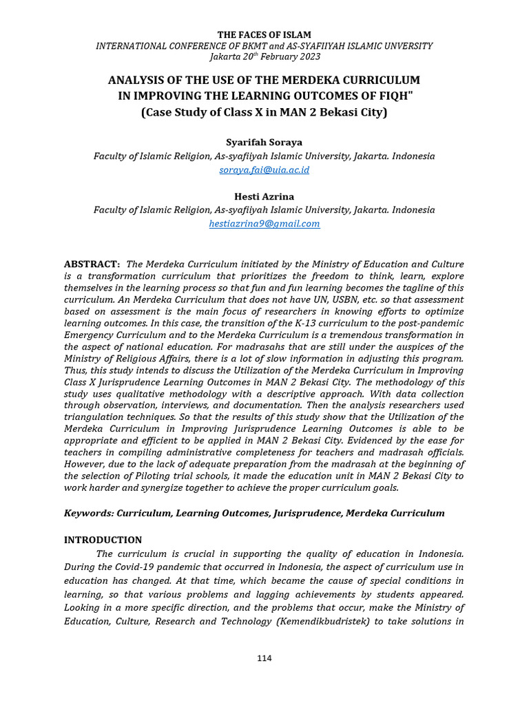 Merdeka Curriculum Impact on Fiqh Learning | PDF | Curriculum | Teachers