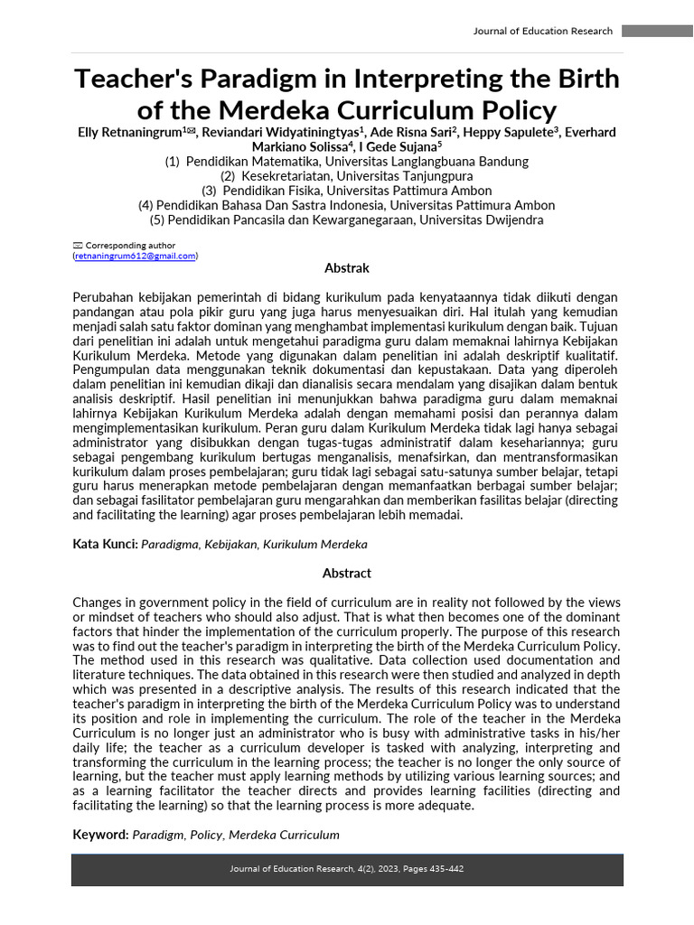 Teacher Paradigms in Merdeka Curriculum | PDF | Curriculum | Teachers