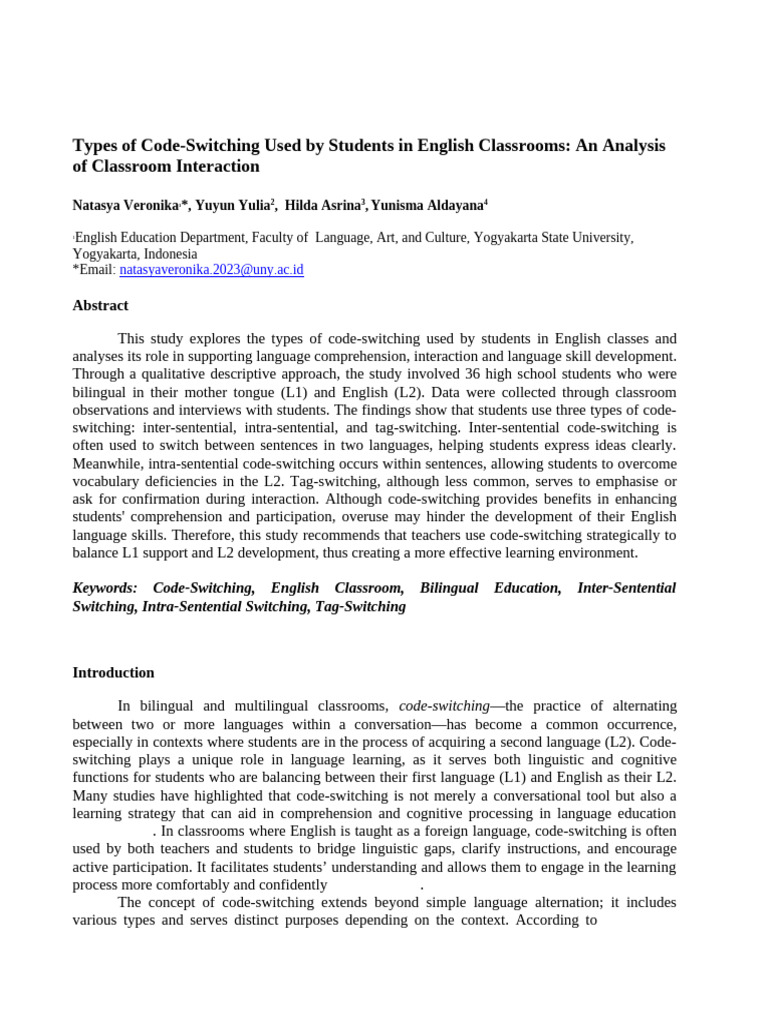 Code-Switching in English Classrooms | PDF | Multilingualism | Second ...