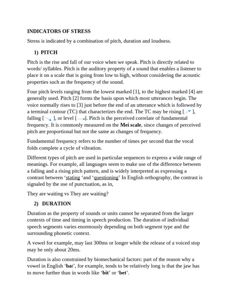 Indicators of Stress and Intonation Notes | PDF | Stress (Linguistics ...
