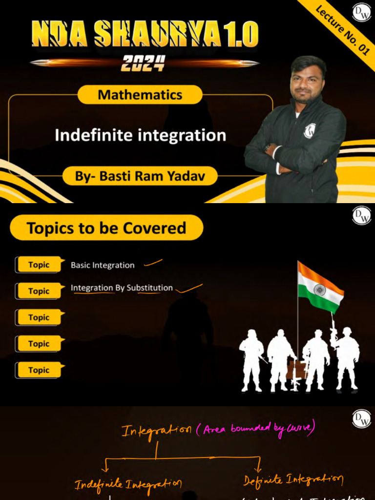 Indefinite Integration 01 Class Notes NDA Shaurya 1-0-2024 | PDF