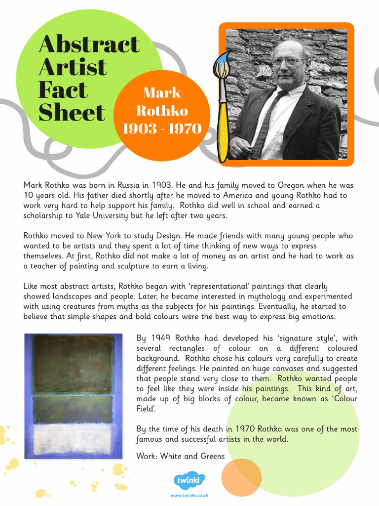 Mark Rothko Fact Sheet | PDF