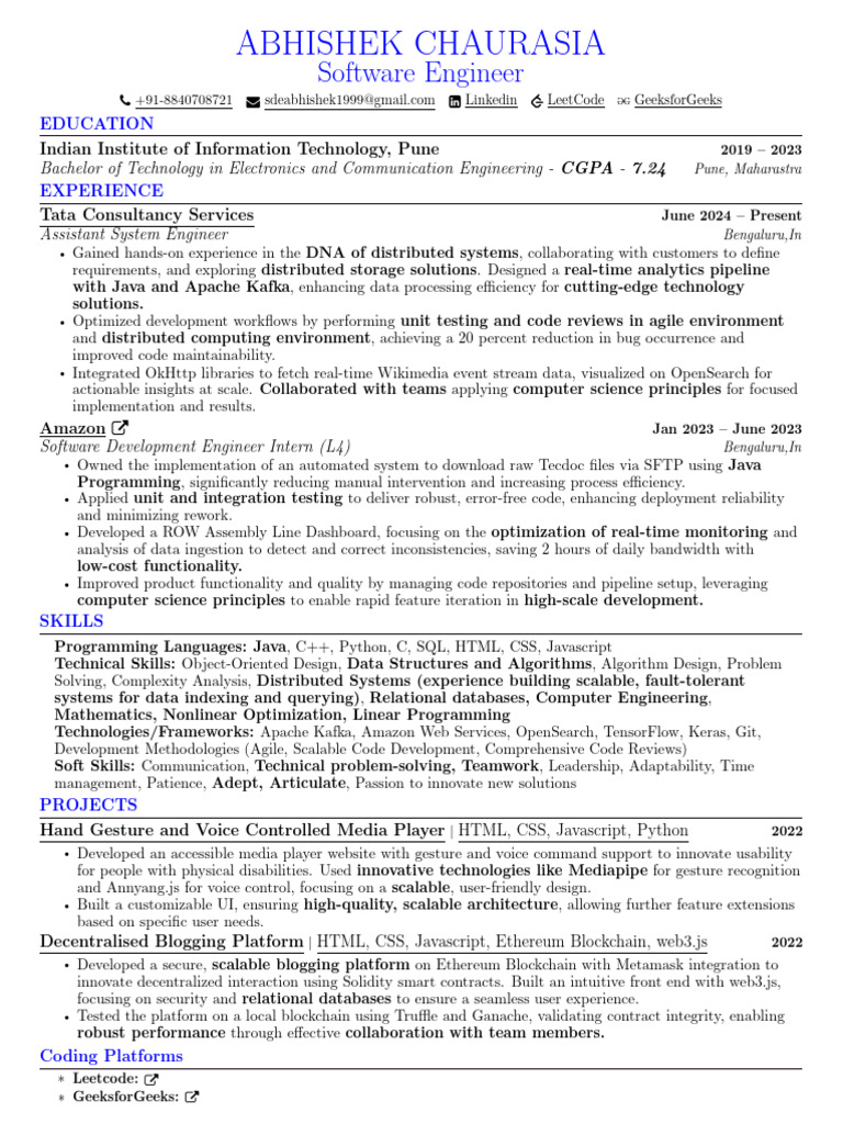 Software Engineer Abhishek Chaurasia Resume | PDF | Computer ...
