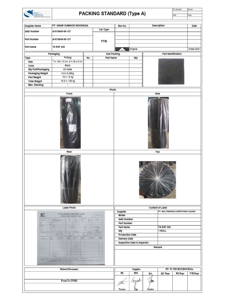 Packing Standard Form TSID | PDF | Freight Transport | Sports Cars