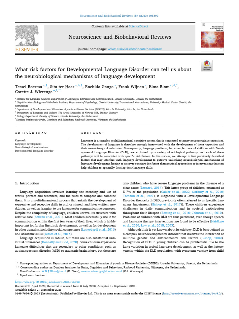 What Risk Factors For Developmental Language Disorder Can Tell Us About ...