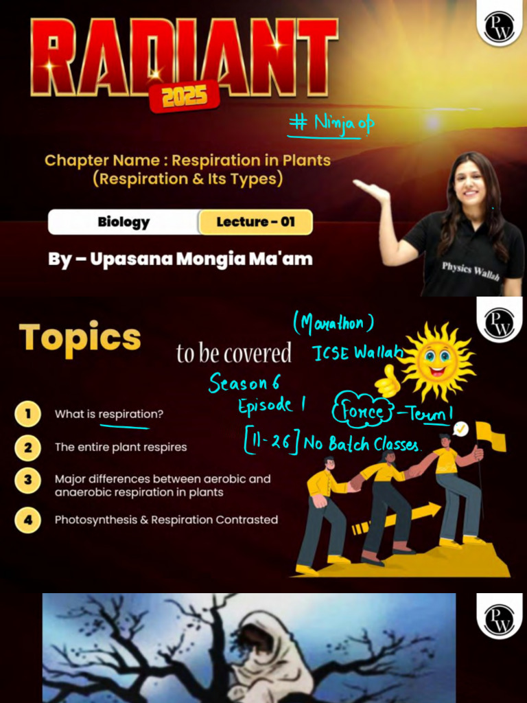 Respiration in Plants 01 - Class Notes - Radiant 2025 | PDF