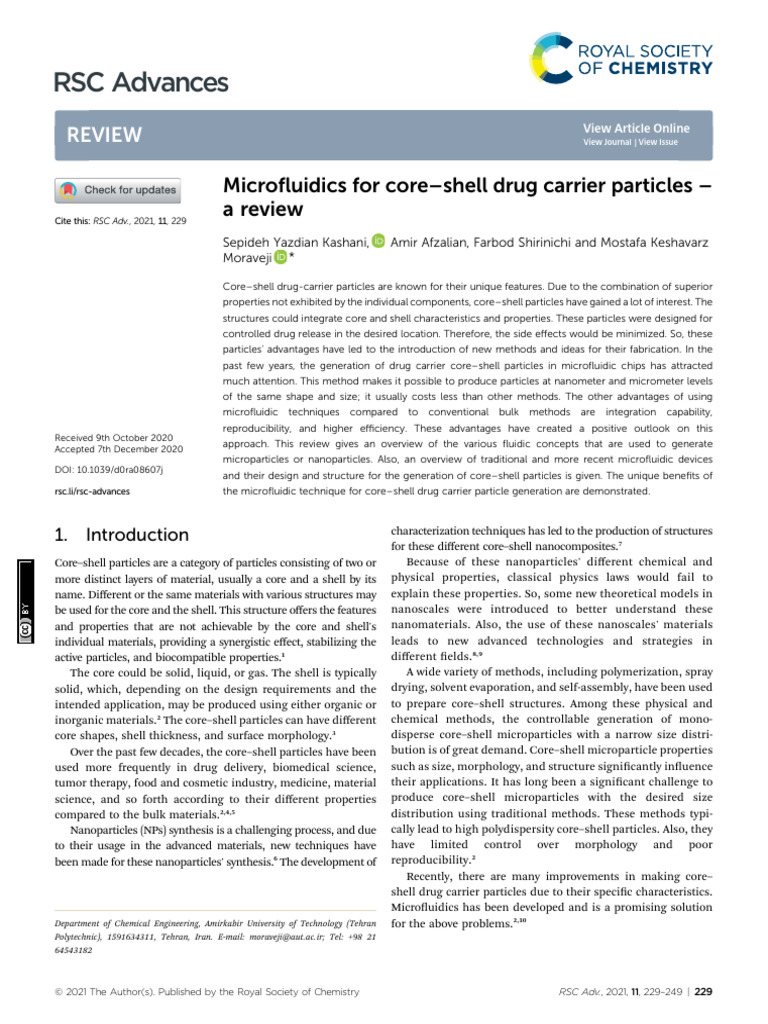 RSC Advances: Review | PDF | Nanoparticle | Microfluidics