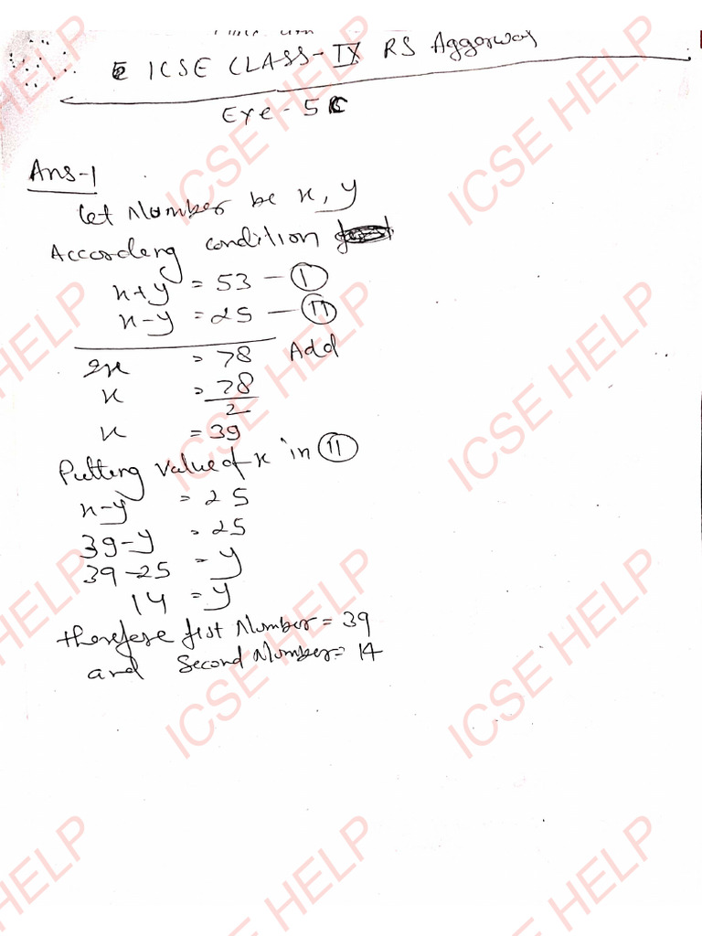 Rs Aggrawal Class 9 Chapter 5.c | PDF