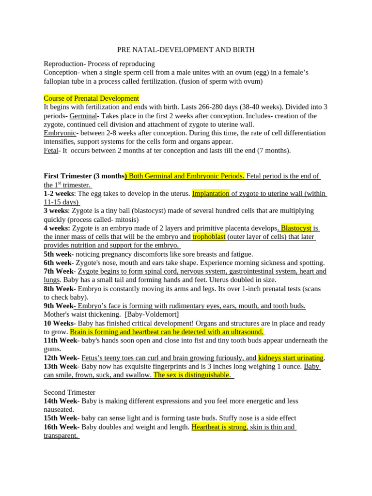 Life Span Development Unit 2 Biology Notes | PDF | Puberty | Fertilisation