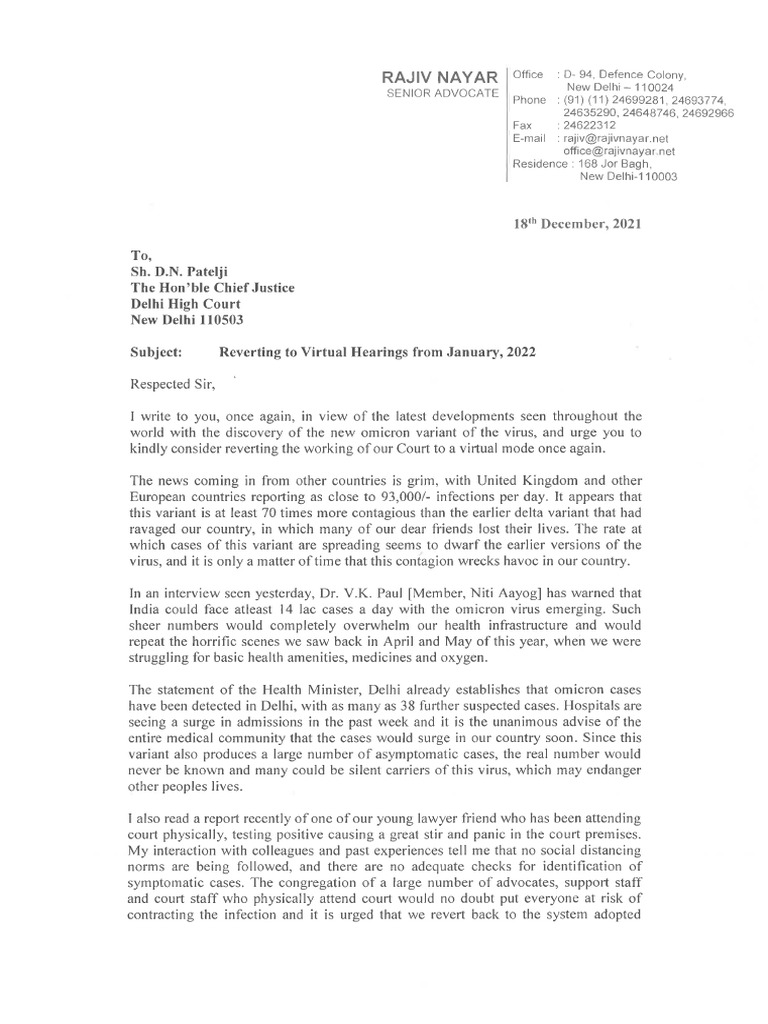 Rajiv Nayar Letter To Chief Justice | PDF
