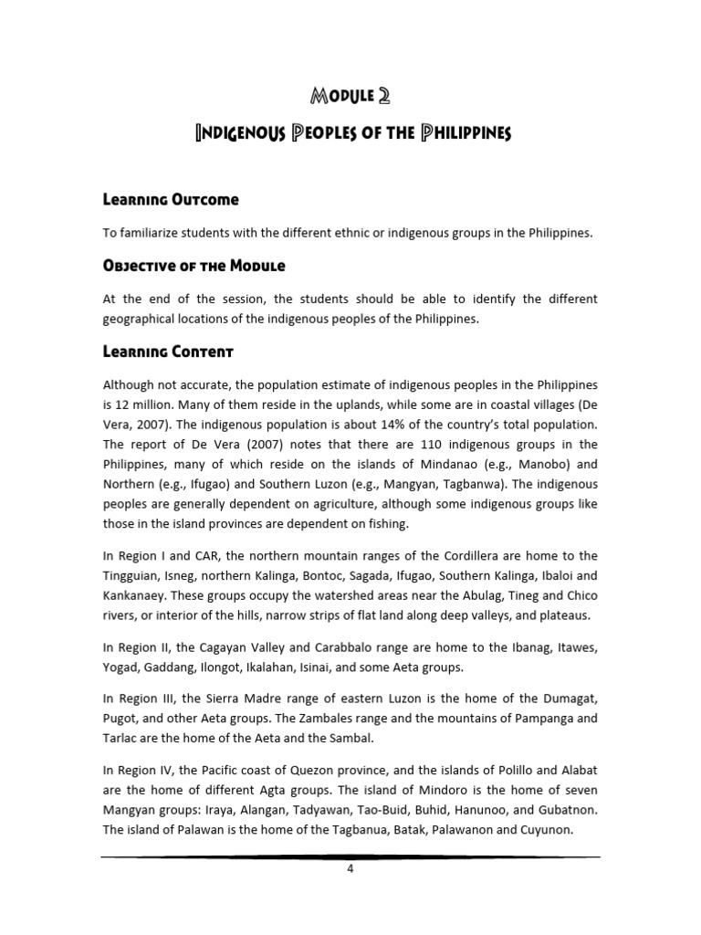Philippine Indigenous Handouts | PDF | Ethnicity | Ethnic Groups