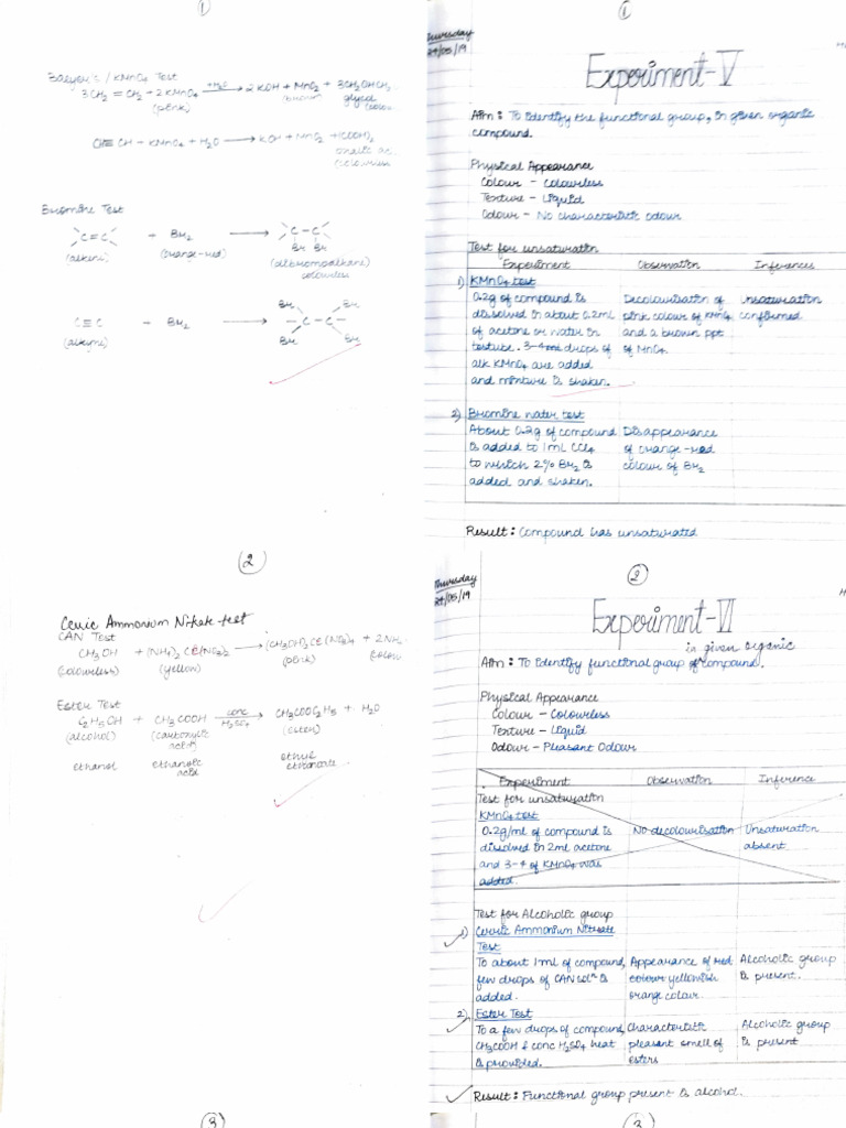 Test of Functional Groups | PDF