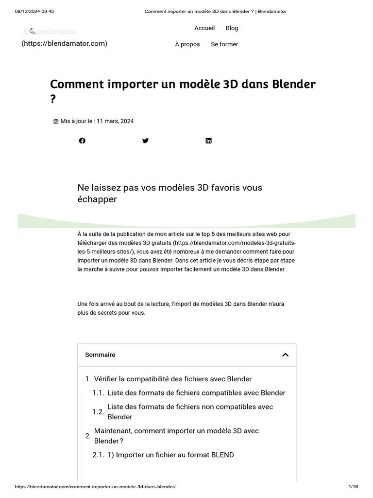 Importer des modèles 3D dans Blender | PDF | Blender | Interface graphique