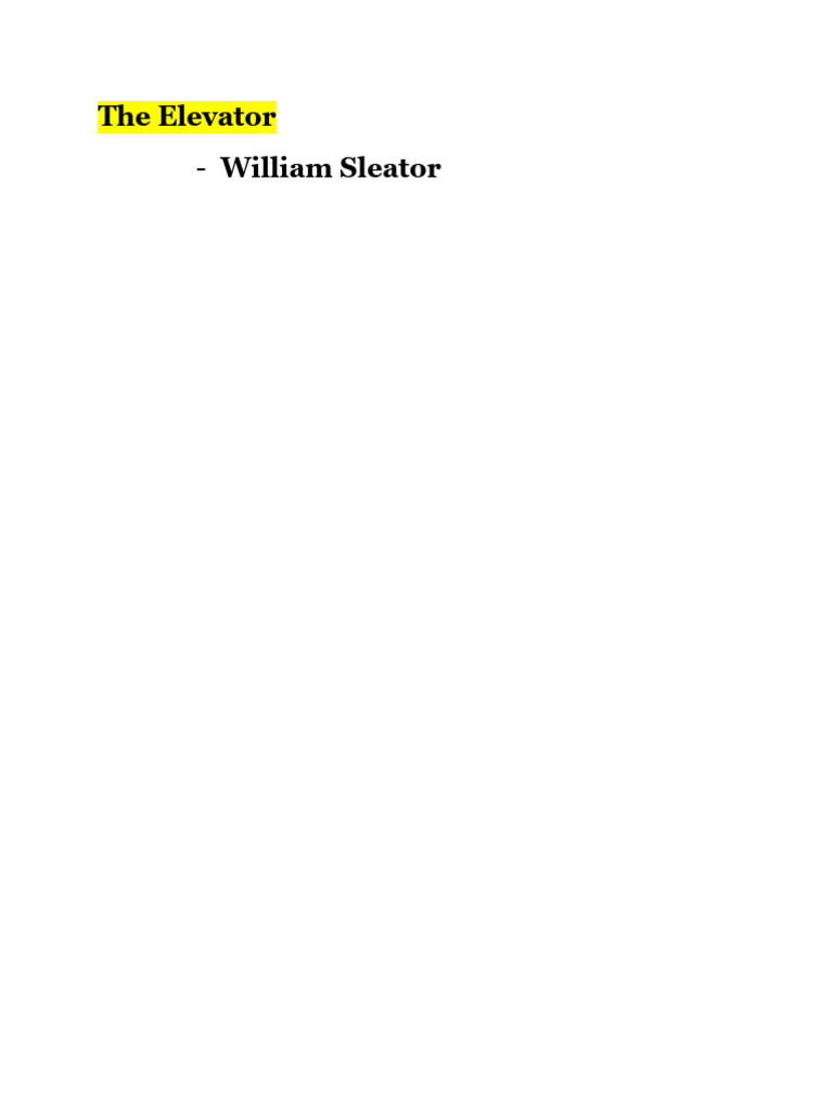 Martin S Elevator Nightmare Pdf Elevator