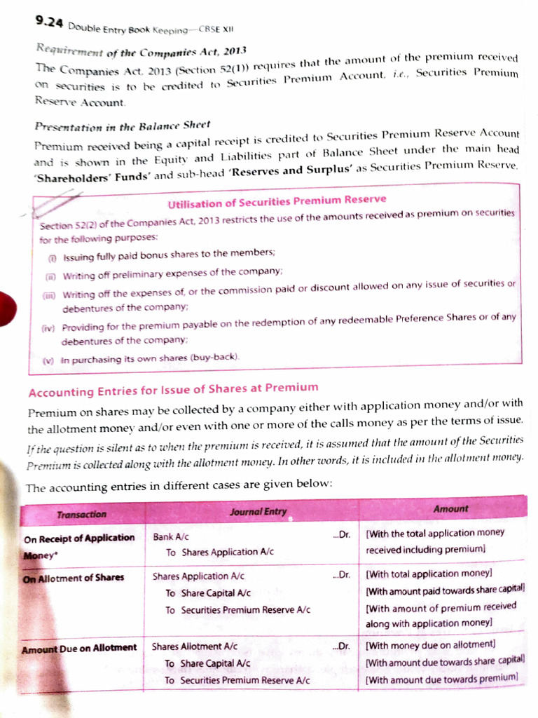 Double Entry Bookkeeping for Share Premium | PDF | Equity (Finance ...