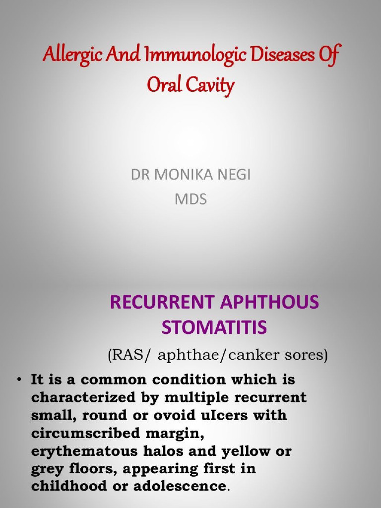Allergic and Immunologic Diseases of Oral Cavity | PDF
