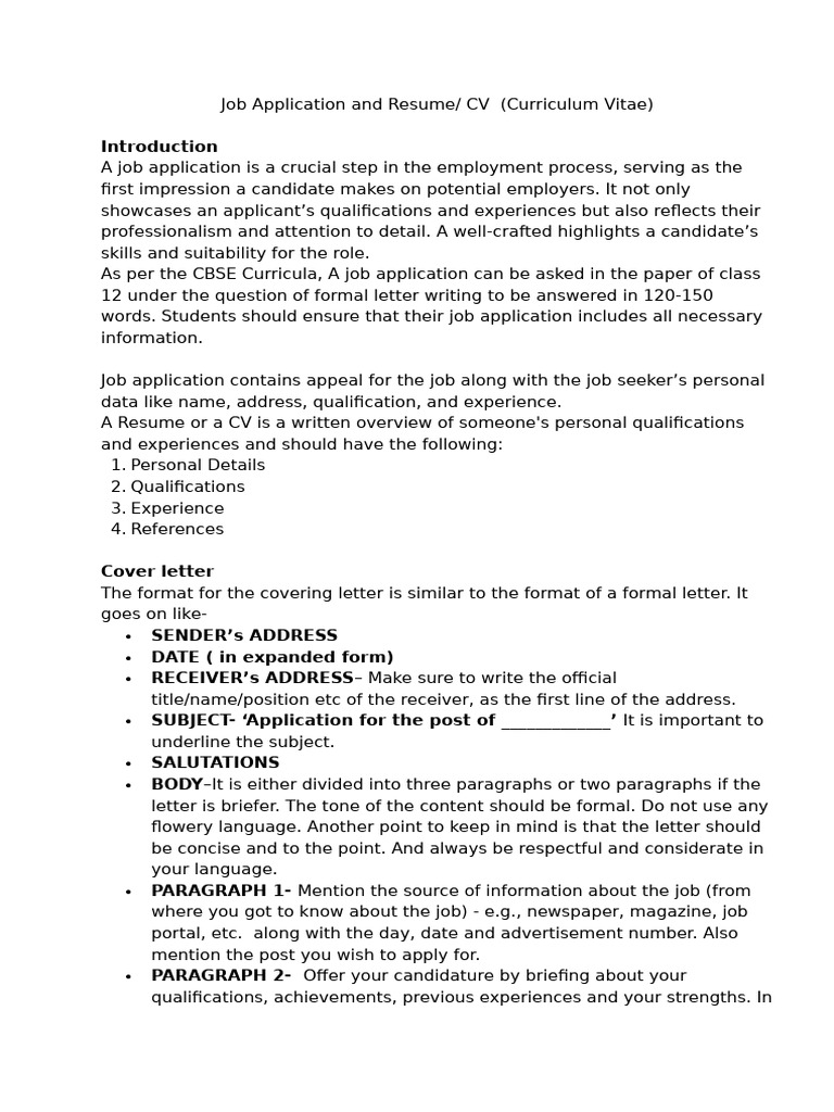Job Application and Resume Guide | PDF | Résumé