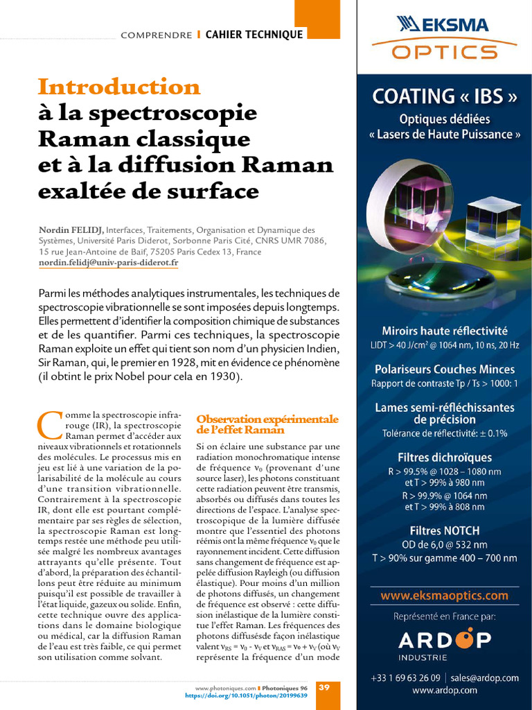 Introduction à la spectroscopie Raman | PDF | Spectroscopie Raman ...