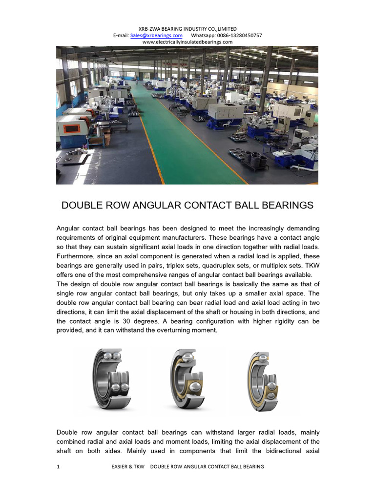 Double Row Angular Contact Bearings Guide | PDF | Bearing (Mechanical ...