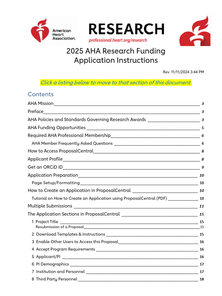 AHA Research Funding Application Instructions AC | PDF