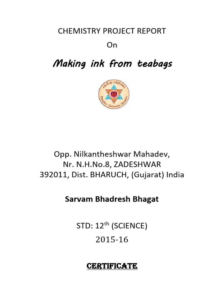 Making Ink from Teabags: A Project Report | PDF | Ink | Writing Implements