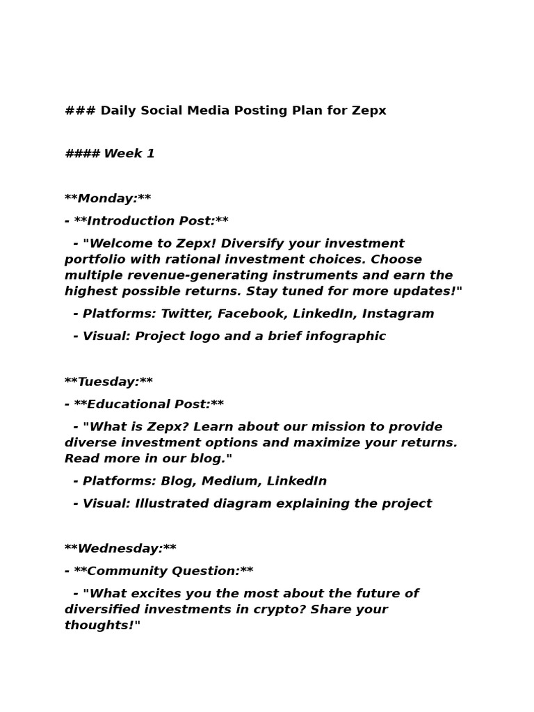 Zepx Social Media Posting Schedule | PDF | Infographics | Linked In