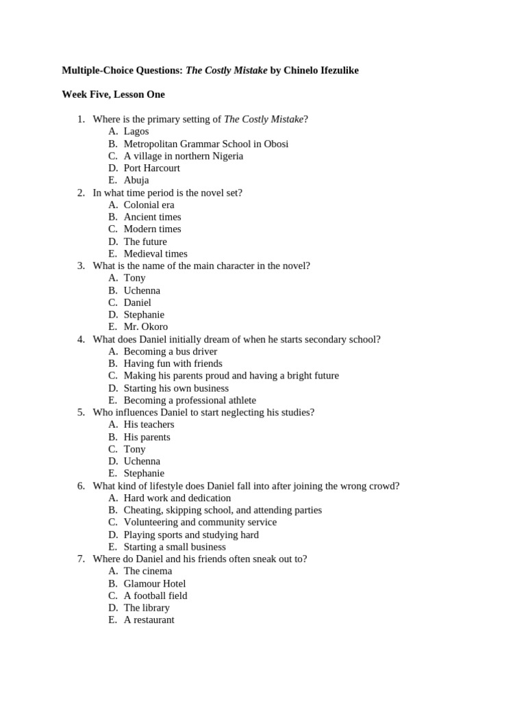 Questions On The Costly Mistake PDF