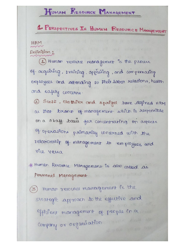 HRM Unit 1 Notes-1 | PDF