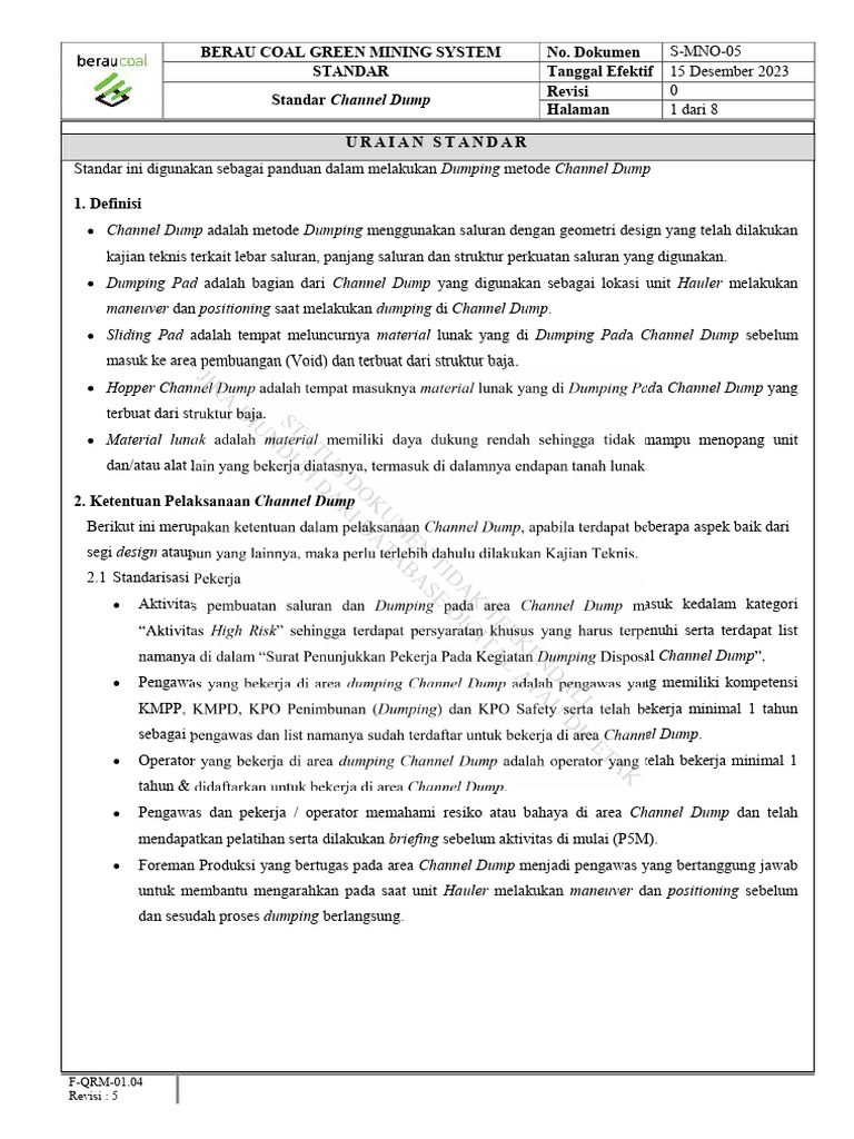 Standar Metode Channel Dumping | PDF