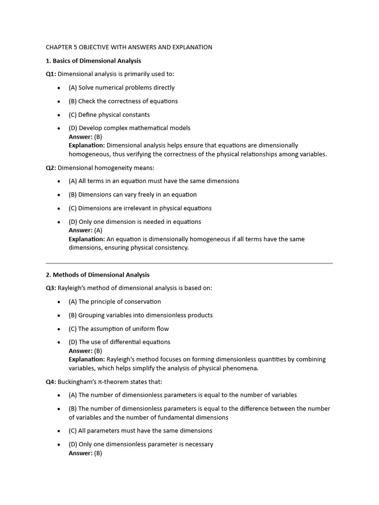 Dimensional Analysis: Key Concepts & Methods | PDF | Viscosity | Fluid ...