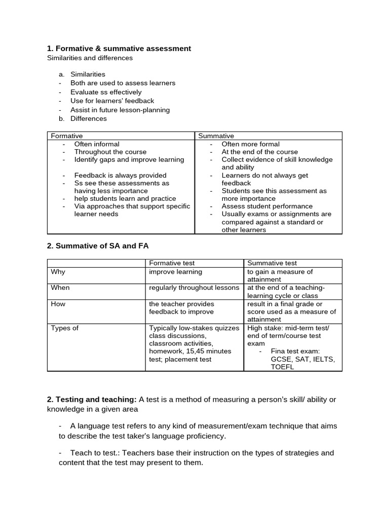 Formative vs Summative Assessment Guide | PDF | Educational Assessment ...