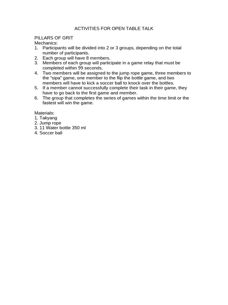 Grit-Focused Relay Game Activities | PDF