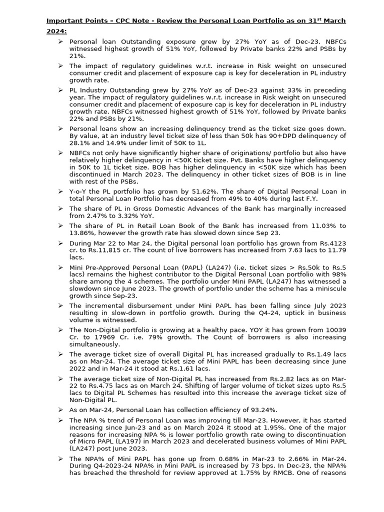 important-points-personal-loan-portfolio-review-note-pdf-loans