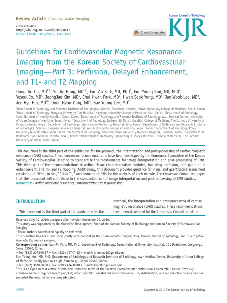 Kjr2019Guidelines For Cardiovascular Magnetic Resonance Part3 | PDF ...