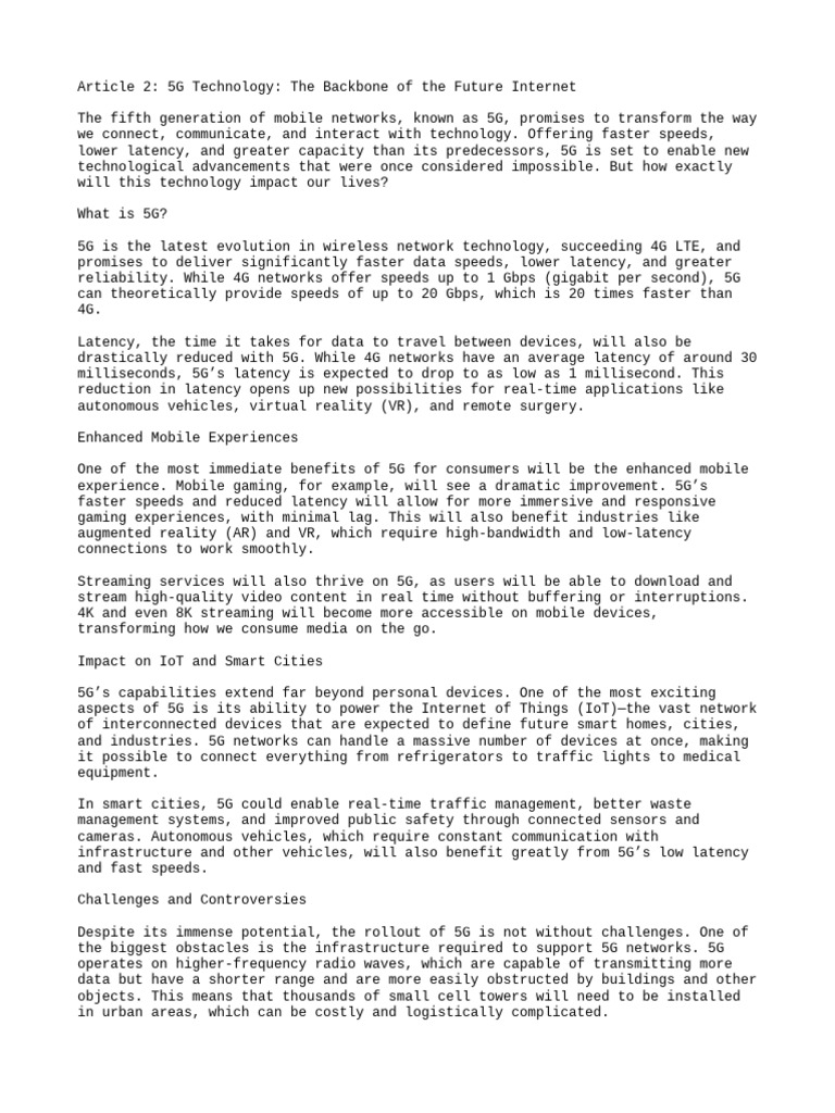 5g Technology Pdf 4 G Internet Of Things