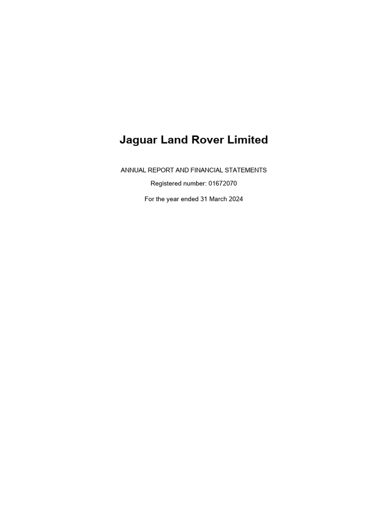 Jaguar Land Rover 2024 Annual Report | PDF | Going Concern | Governance
