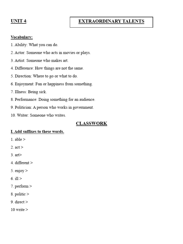 UNIT 4 Noun Suffixes | PDF