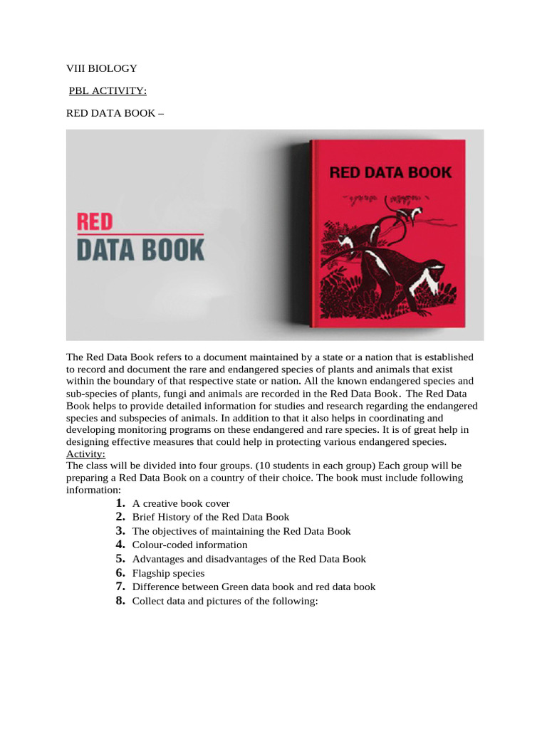 Red Data Book Viii Biology PBL | PDF
