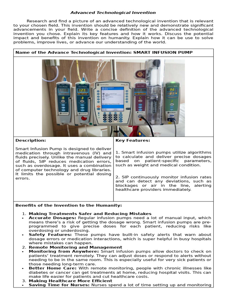 Smart Infusion Pump: Revolutionizing IV Therapy | PDF | Intravenous ...
