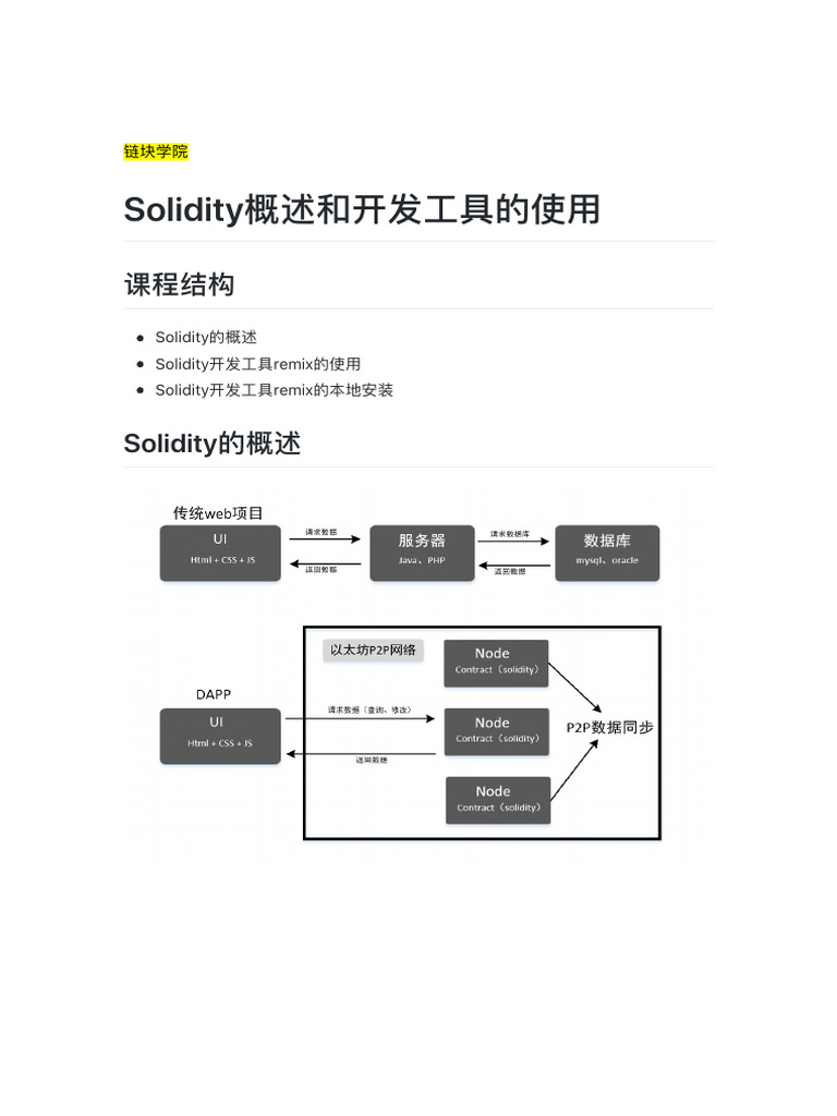 1、solidity概述和开发工具的使用| PDF