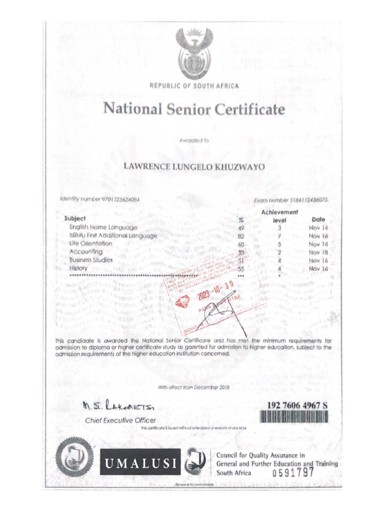 National Senior Certificate 2 Pdf