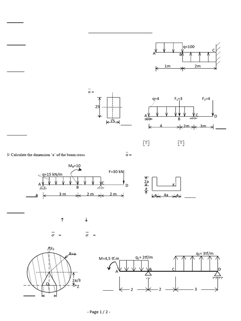 Strength of Materials Exercises 2024 | PDF | Bending | Beam (Structure)