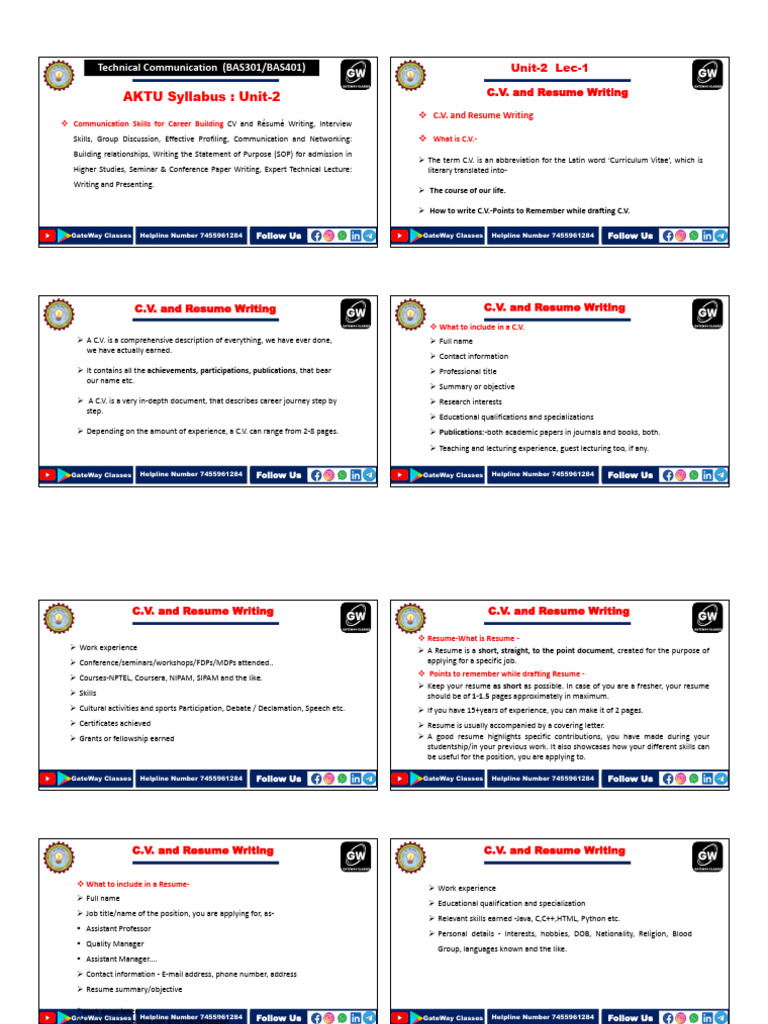 TC U-2 Notes (Handout) | PDF | Résumé | Lecture