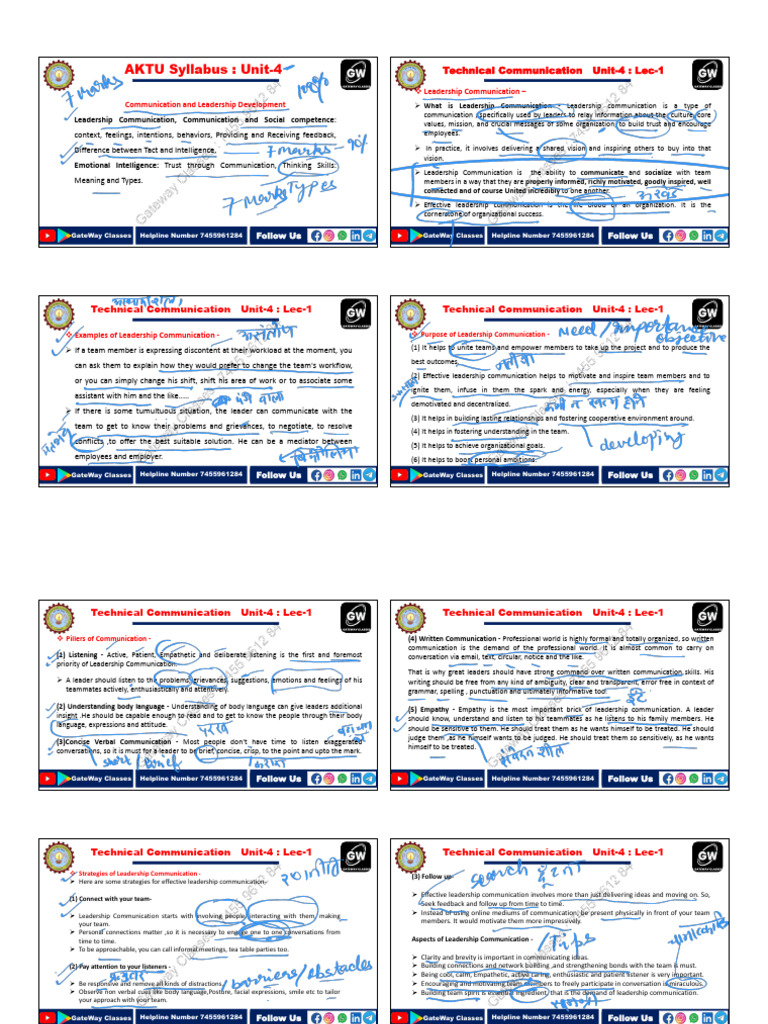 TC U-4 Notes (Handout) | PDF | Communication | Emotional Intelligence
