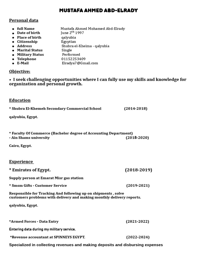 Mustafa Ahmed Abd-Elrady Resume | PDF