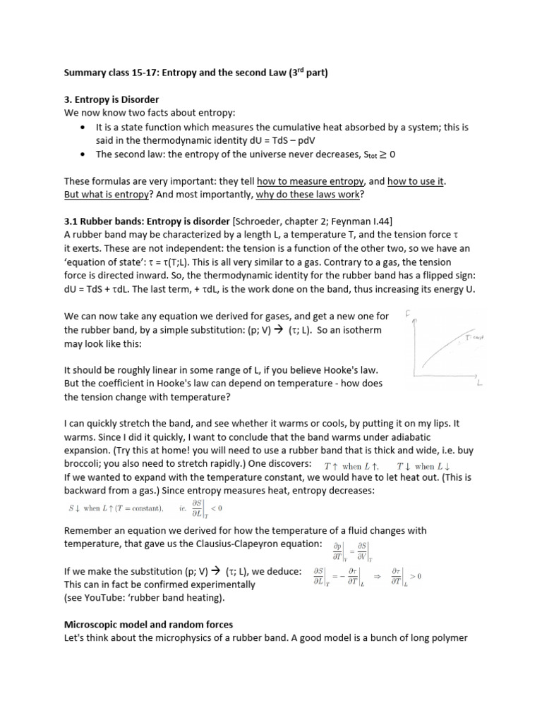 Summary class 15-17 | PDF | Entropy | Gases