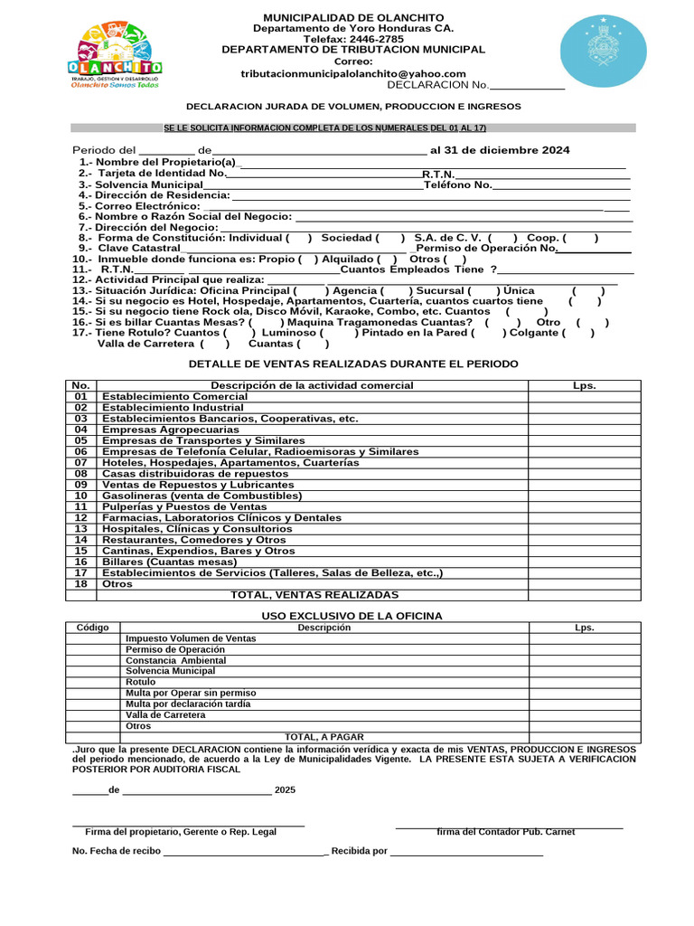 Declaración Jurada de Ingresos 2024 | PDF
