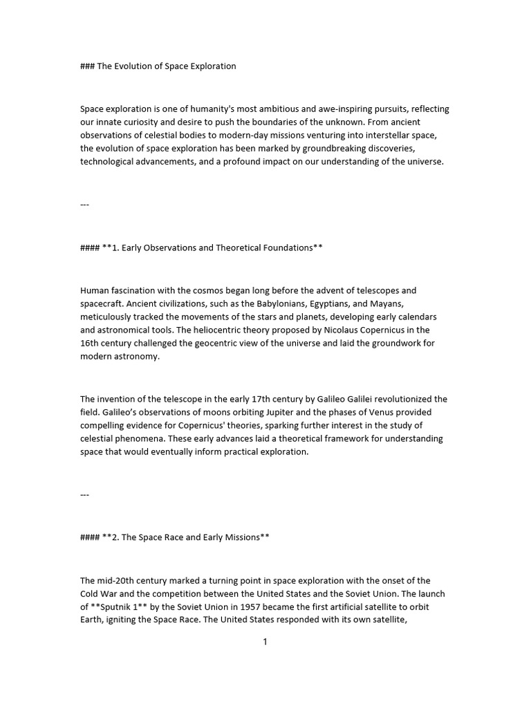 Evolution of Space Exploration | PDF | Space Exploration | Outer Space