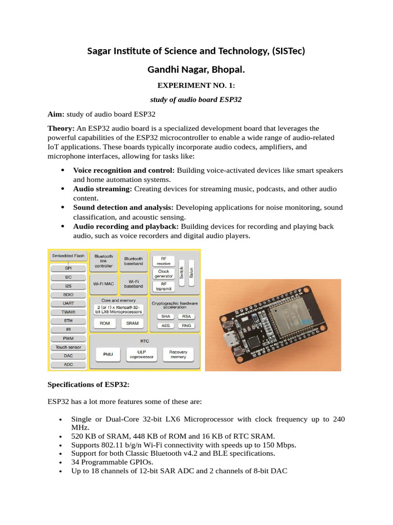 ESP32 Audio Board Overview and Applications | PDF | Microphone ...