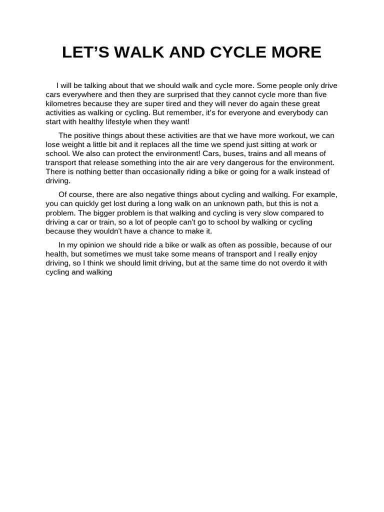 Walking and Cycling | PDF